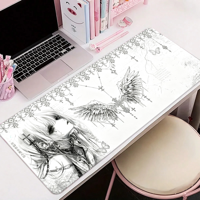 Tech Accessories For Office Desk - Alas Mouse Kulit Hitam Putih Estetika
