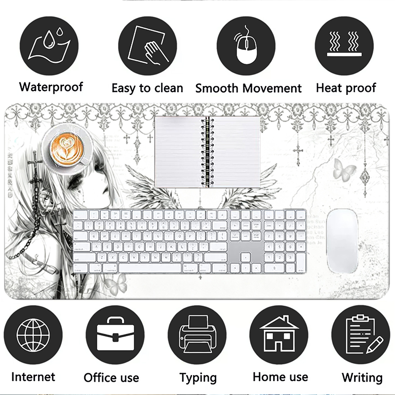 Alas Mouse Kulit Hitam Putih E - Tech Accessories For Office Desk ulasan dan harga